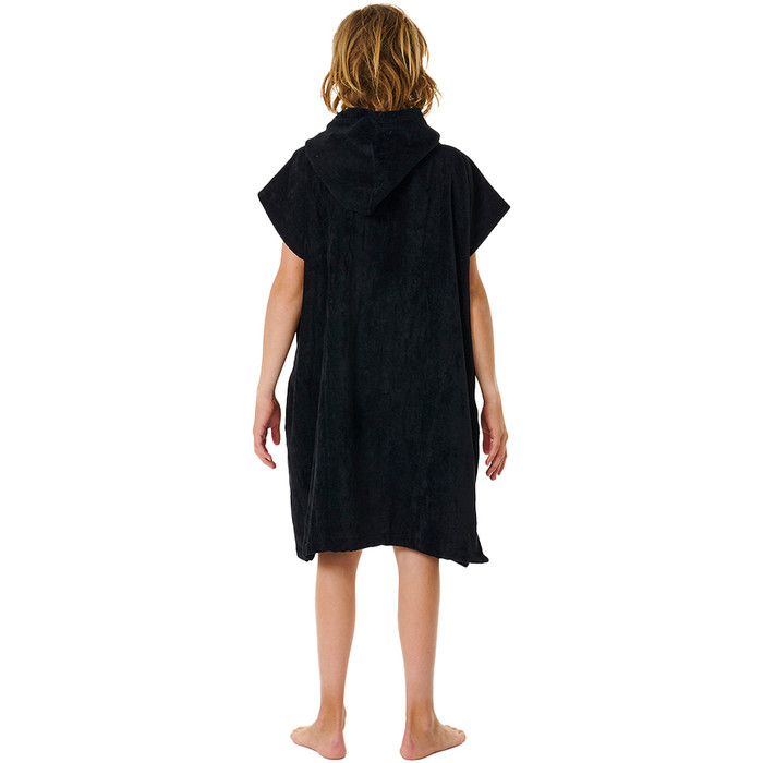 2024 Rip Curl Junior Logo Toalla con Capucha Albornoz / Poncho 009BTO - Negro